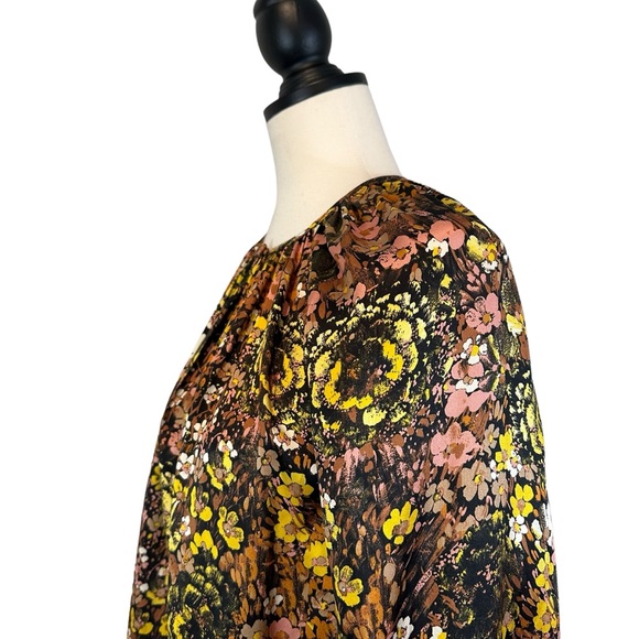 CO Collections Floral Silk Blouse Raglan Puff Sleeve, Size S Spring Summer 2019 - Picture 6 of 13